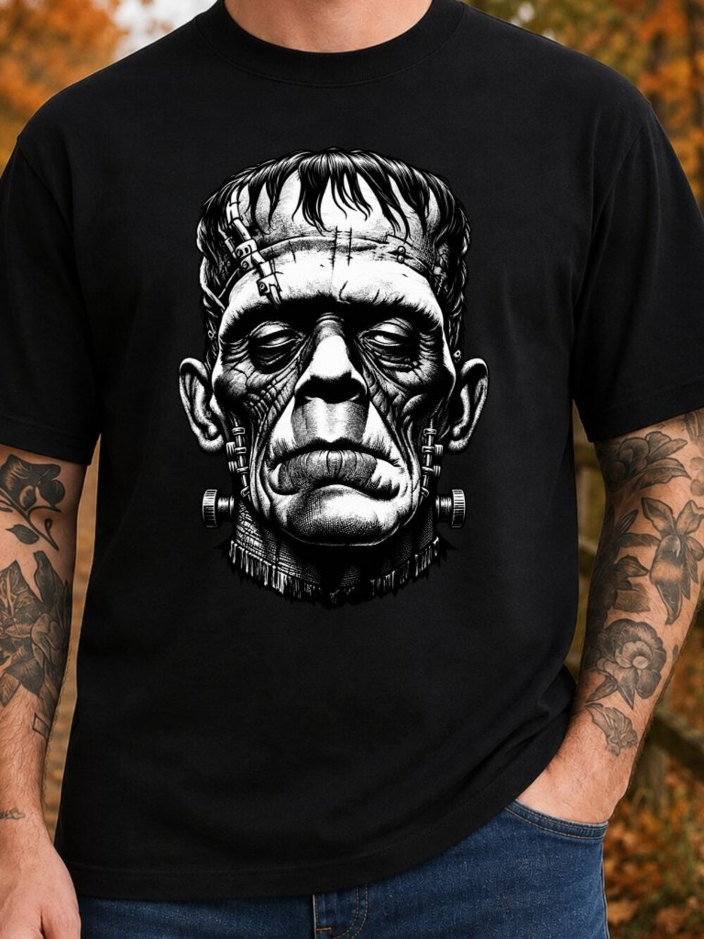 Frankenstein TShirt Graphic Tee Adult Unisex Halloween Horror Monster Lover Gift
